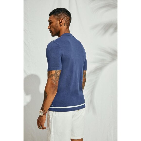 Men's Polo Shirts 70s Vintage Shirts Contrast Knitted Polo Shirts - Picture 2 of 8